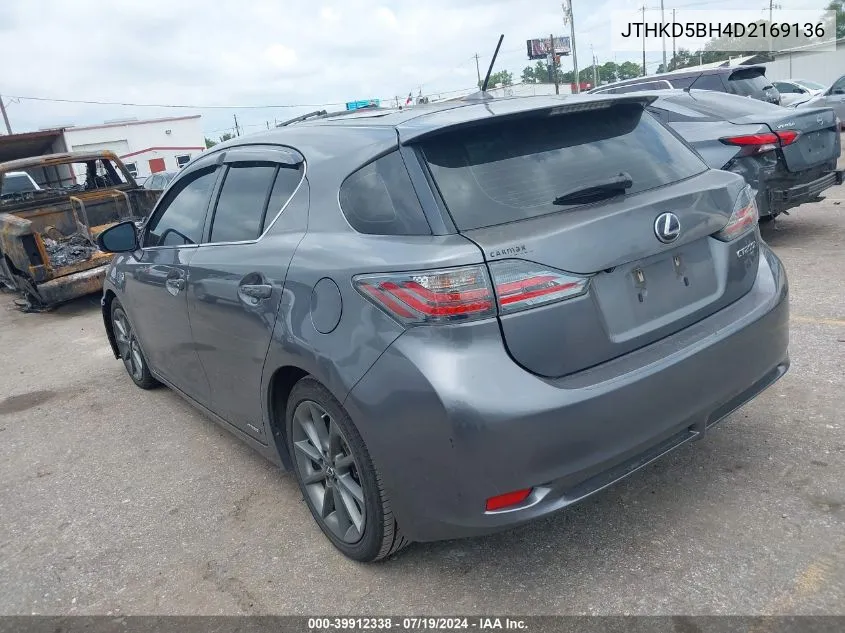 2013 Lexus Ct 200H VIN: JTHKD5BH4D2169136 Lot: 39912338