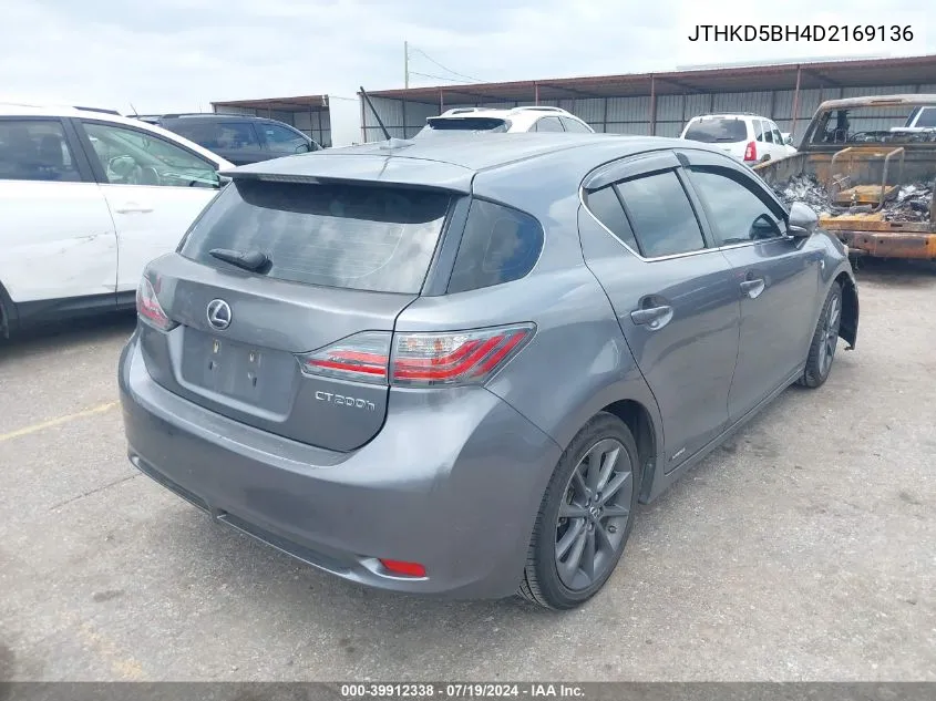 JTHKD5BH4D2169136 2013 Lexus Ct 200H