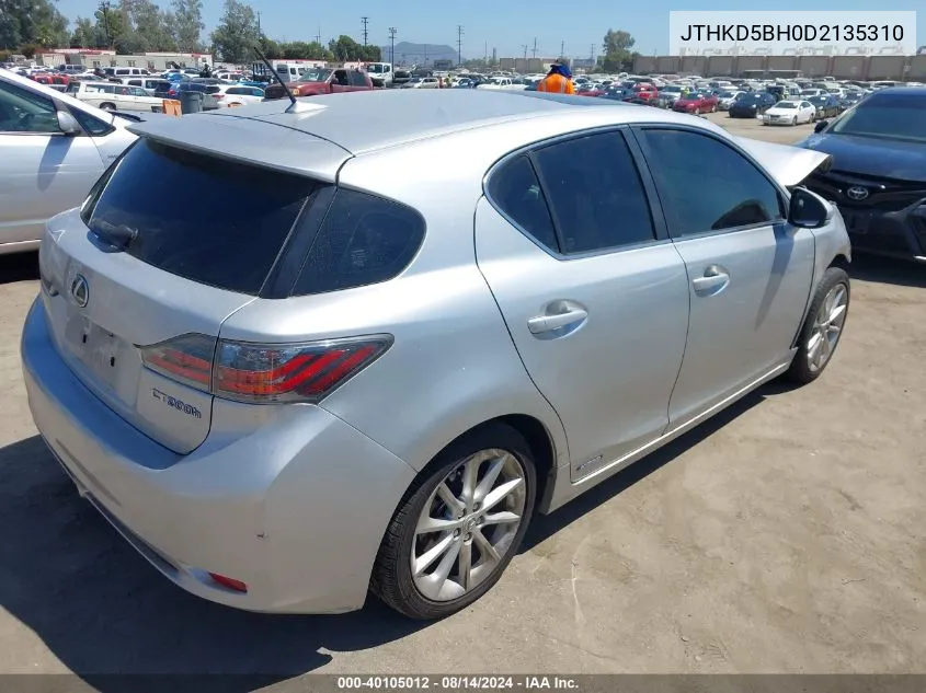 JTHKD5BH0D2135310 2013 Lexus Ct 200H