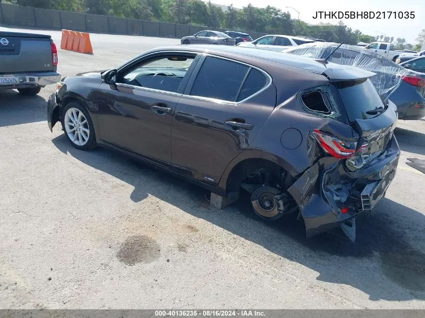 2013 Lexus Ct 200H VIN: JTHKD5BH8D2171035 Lot: 40136235