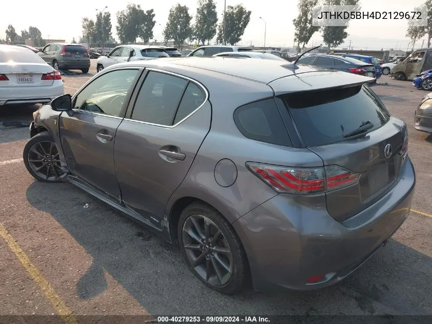 2013 Lexus Ct 200H VIN: JTHKD5BH4D2129672 Lot: 40279253