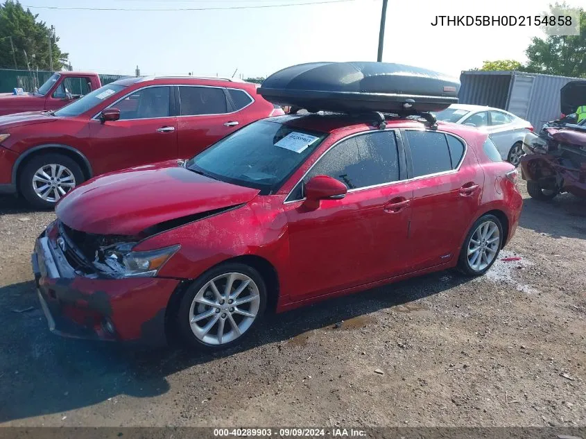 2013 Lexus Ct 200H VIN: JTHKD5BH0D2154858 Lot: 40289903