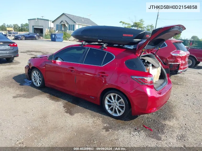 2013 Lexus Ct 200H VIN: JTHKD5BH0D2154858 Lot: 40289903