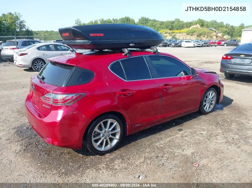 2013 Lexus Ct 200H VIN: JTHKD5BH0D2154858 Lot: 40289903