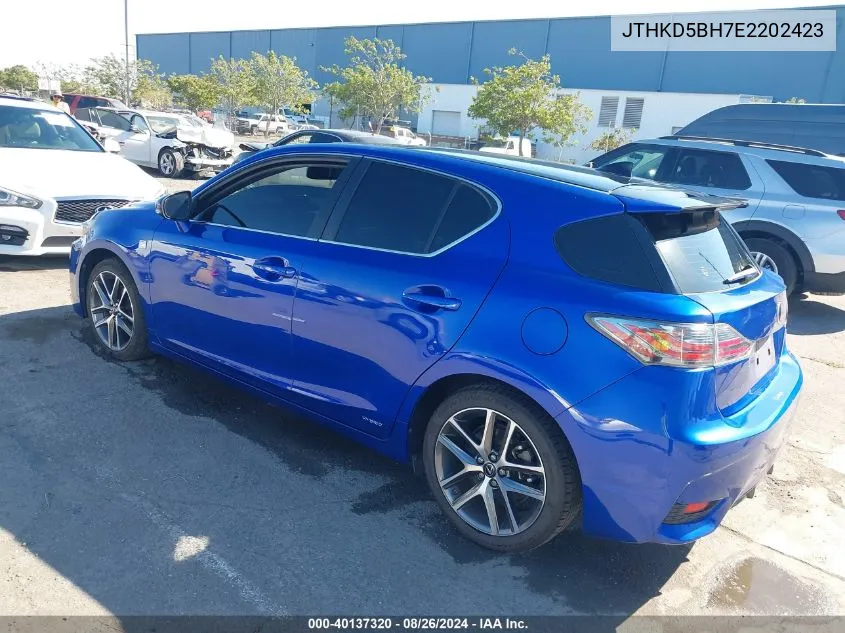 2014 Lexus Ct 200H VIN: JTHKD5BH7E2202423 Lot: 40137320