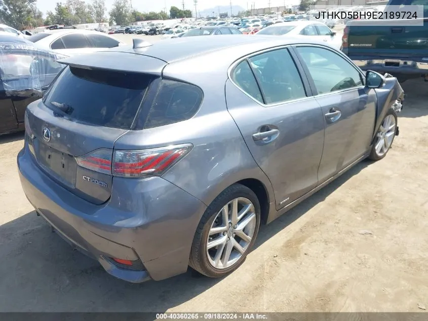 JTHKD5BH9E2189724 2014 Lexus Ct 200H Hybrid