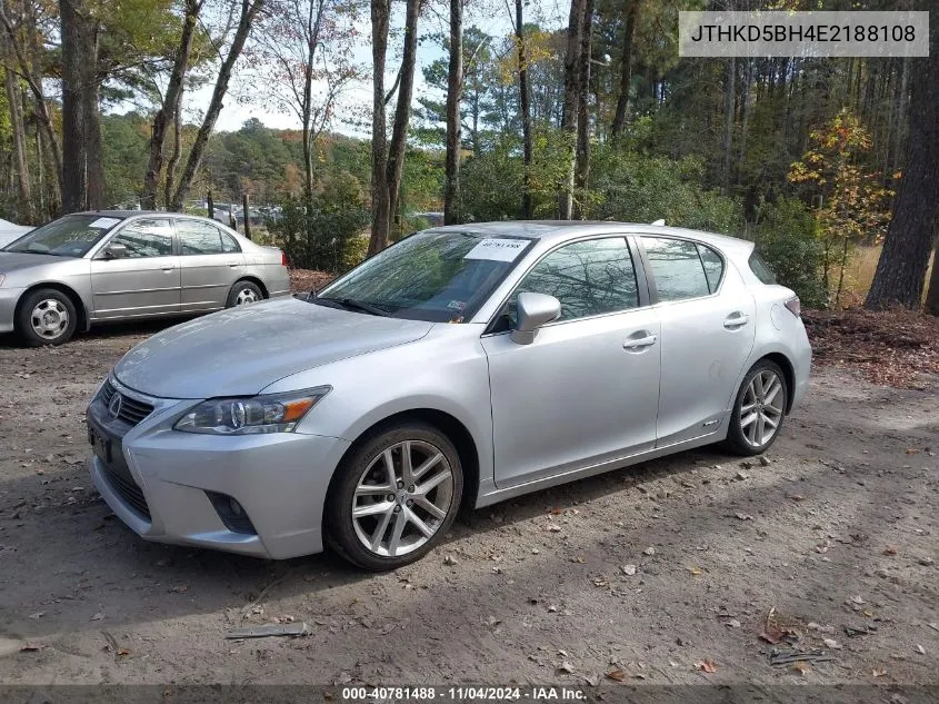 2014 Lexus Ct 200H VIN: JTHKD5BH4E2188108 Lot: 40781488