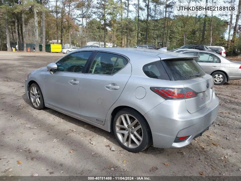 2014 Lexus Ct 200H VIN: JTHKD5BH4E2188108 Lot: 40781488