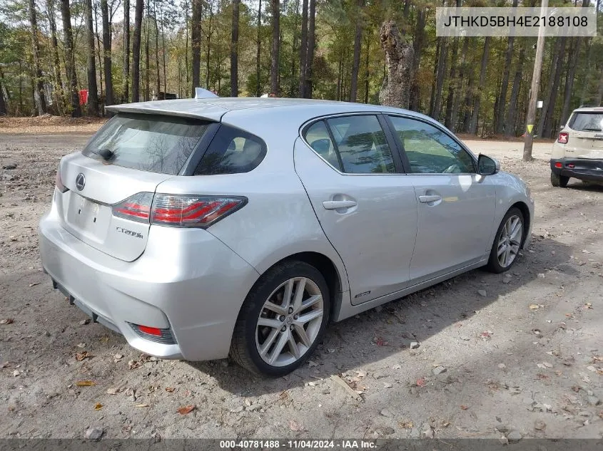 2014 Lexus Ct 200H VIN: JTHKD5BH4E2188108 Lot: 40781488