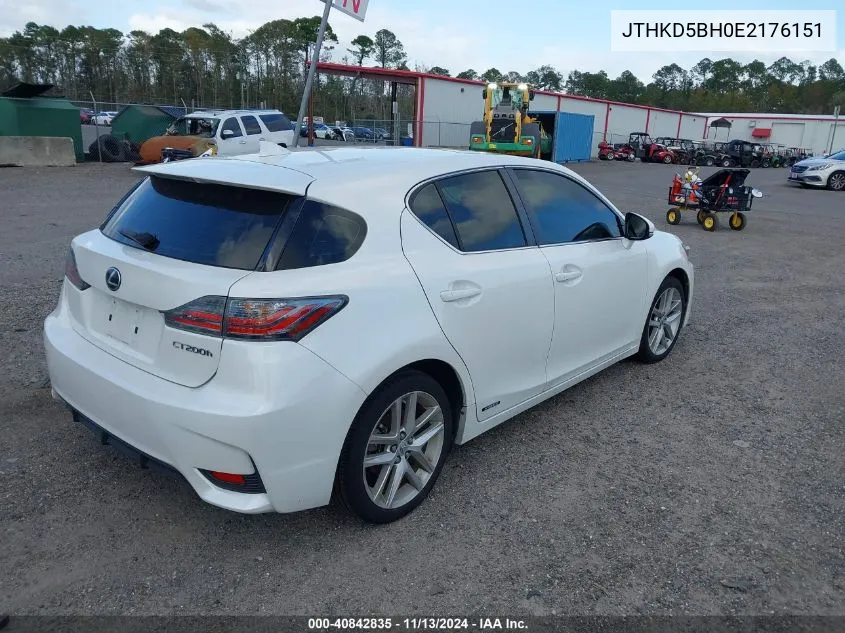 2014 Lexus Ct 200H VIN: JTHKD5BH0E2176151 Lot: 40842835