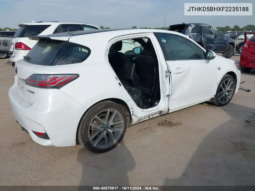 2015 Lexus Ct 200H 200 VIN: JTHKD5BHXF2235188 Lot: 40575917