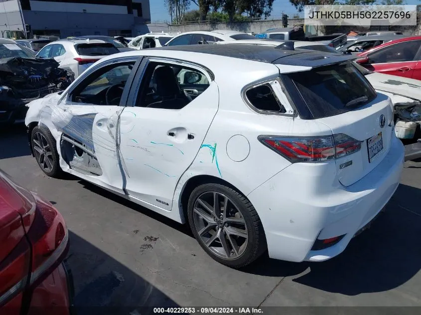 2016 Lexus Ct 200H VIN: JTHKD5BH5G2257696 Lot: 40229253