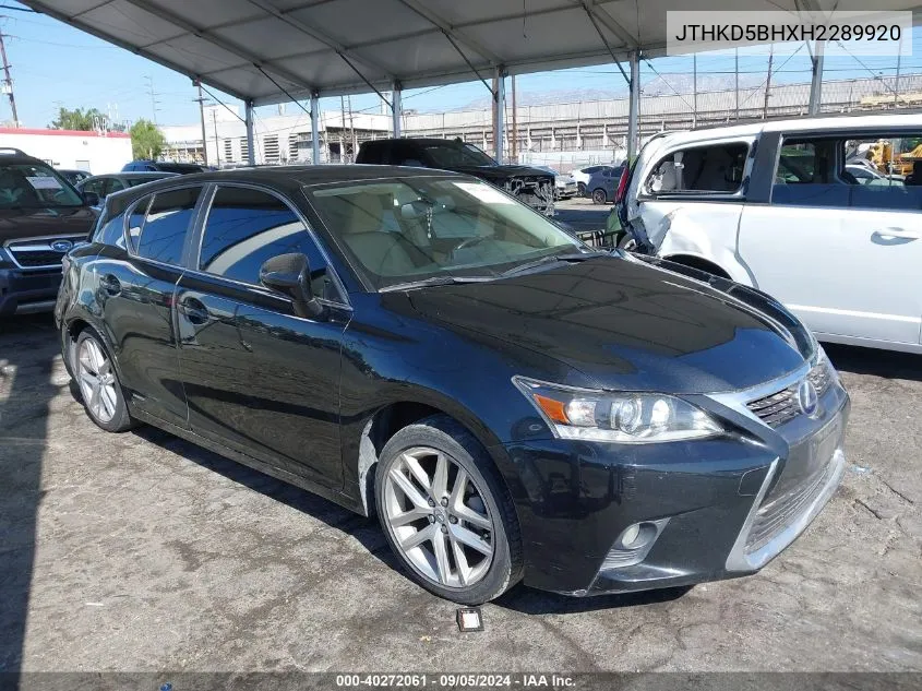 JTHKD5BHXH2289920 2017 Lexus Ct 200H 200