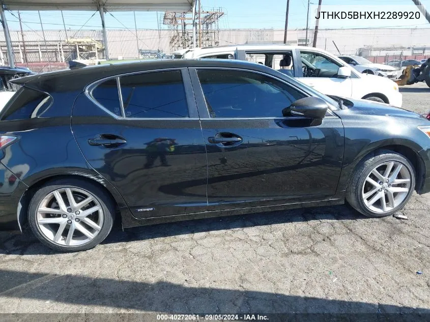 2017 Lexus Ct 200H 200 VIN: JTHKD5BHXH2289920 Lot: 40272061