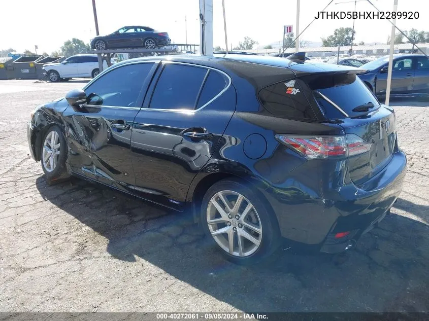 JTHKD5BHXH2289920 2017 Lexus Ct 200H 200