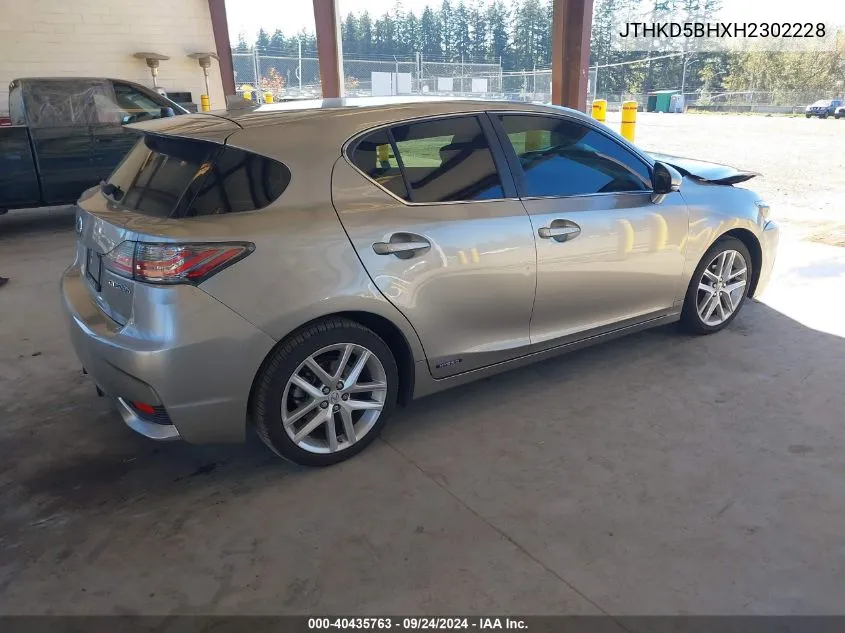 2017 Lexus Ct 200H VIN: JTHKD5BHXH2302228 Lot: 40435763