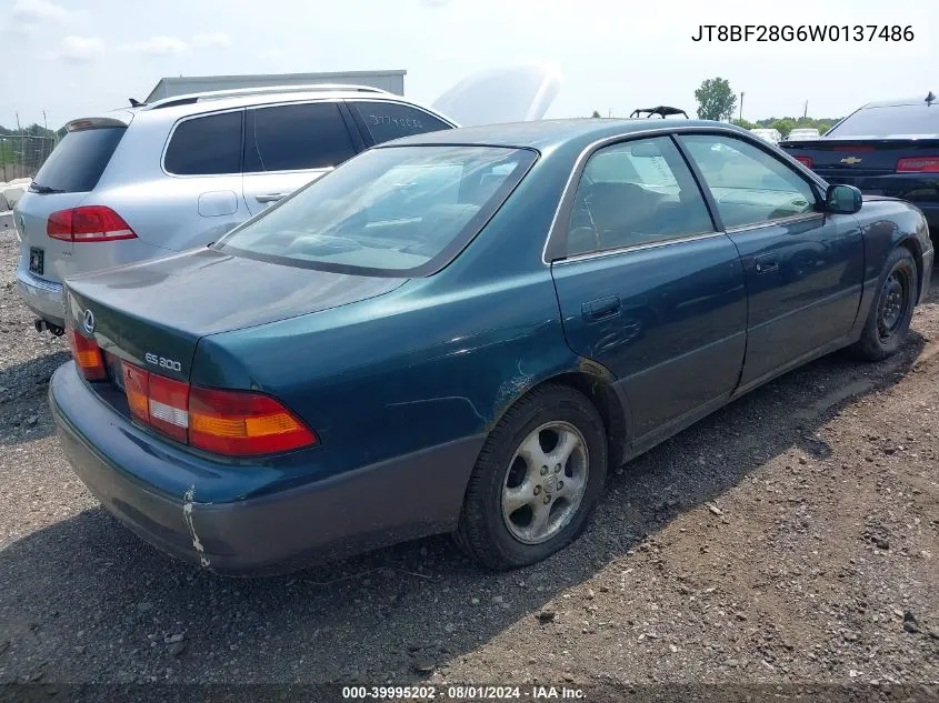 1998 Lexus Es 300 VIN: JT8BF28G6W0137486 Lot: 39995202