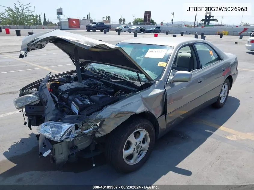 1998 Lexus Es 300 VIN: JT8BF28G2W5026968 Lot: 40189987