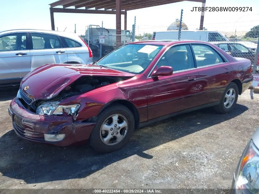 1998 Lexus Es 300 VIN: JT8BF28G8W0099274 Lot: 40222454