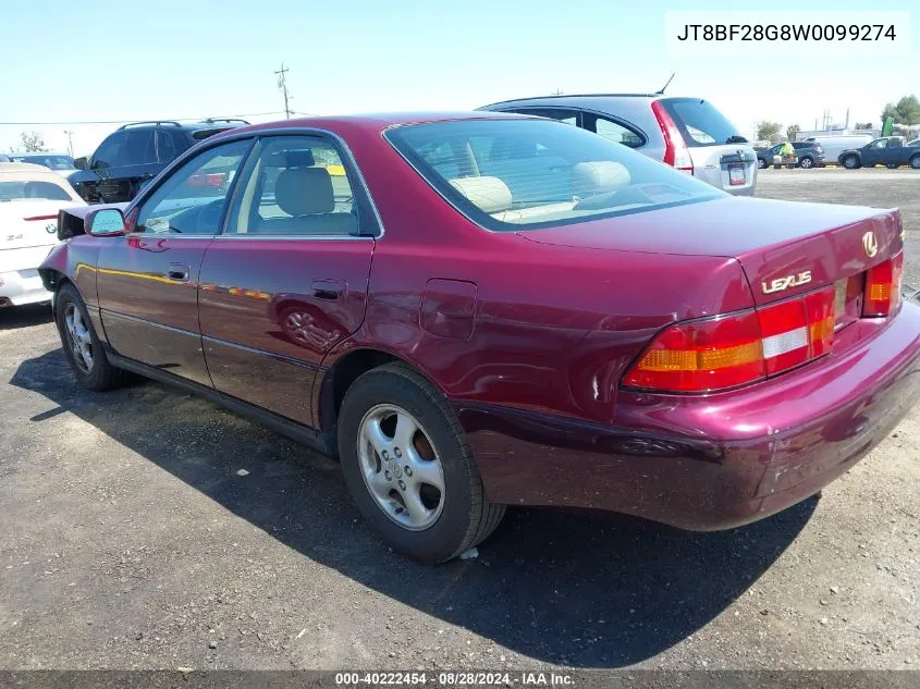 1998 Lexus Es 300 VIN: JT8BF28G8W0099274 Lot: 40222454