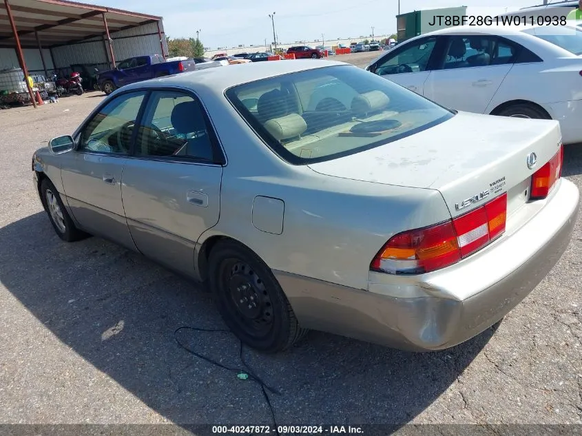 1998 Lexus Es 300 VIN: JT8BF28G1W0110938 Lot: 40247872