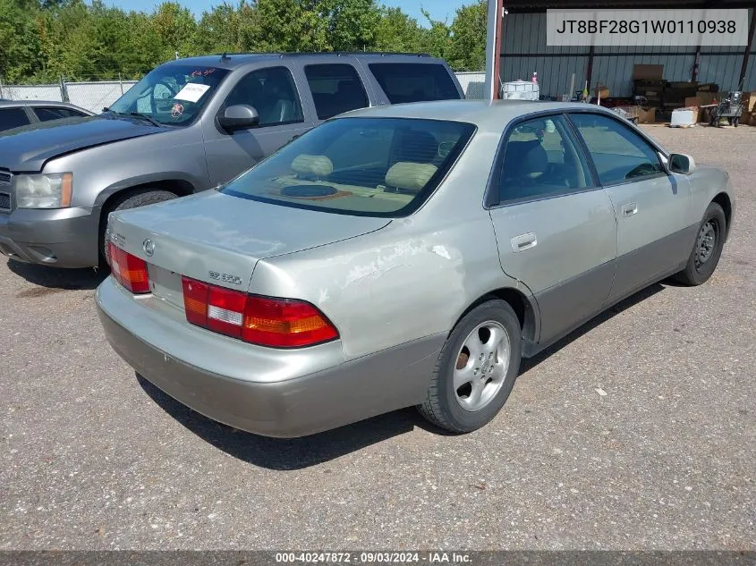 1998 Lexus Es 300 VIN: JT8BF28G1W0110938 Lot: 40247872