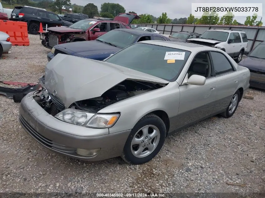 1998 Lexus Es 300 VIN: JT8BF28GXW5033778 Lot: 40345502