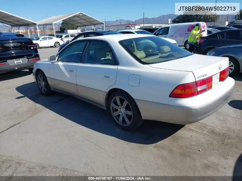 1998 Lexus Es 300 VIN: JT8BF28G4W5022713 Lot: 40765167