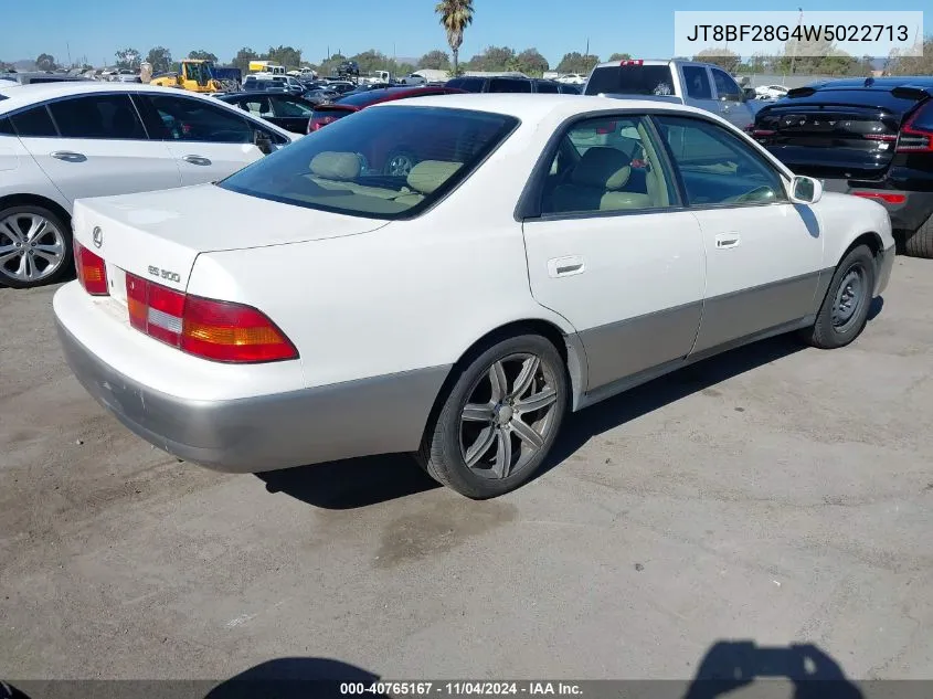 1998 Lexus Es 300 VIN: JT8BF28G4W5022713 Lot: 40765167