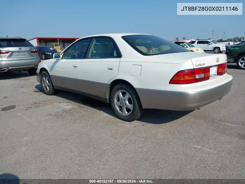 1999 Lexus Es 300 VIN: JT8BF28G0X0211146 Lot: 40152187