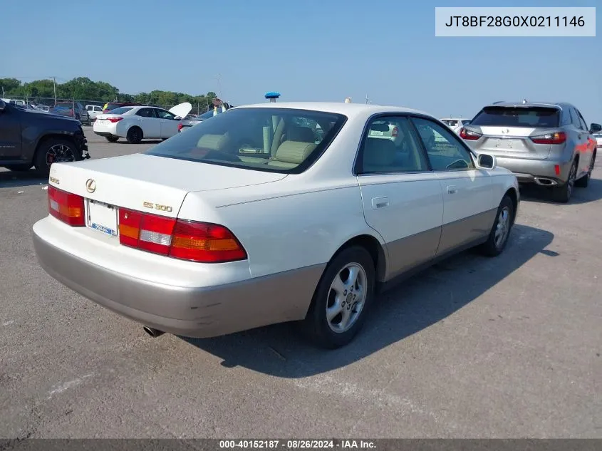 1999 Lexus Es 300 VIN: JT8BF28G0X0211146 Lot: 40152187