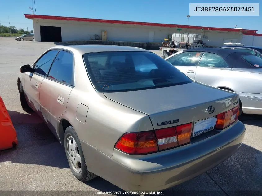 1999 Lexus Es 300 VIN: JT8BF28G6X5072451 Lot: 40295357