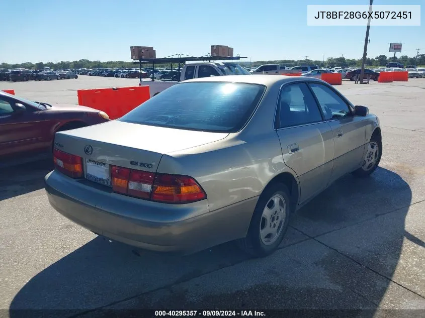 1999 Lexus Es 300 VIN: JT8BF28G6X5072451 Lot: 40295357