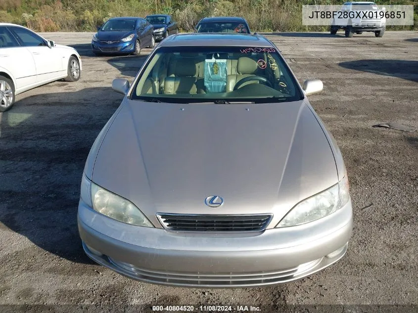 1999 Lexus Es 300 VIN: JT8BF28GXX0196851 Lot: 40804520