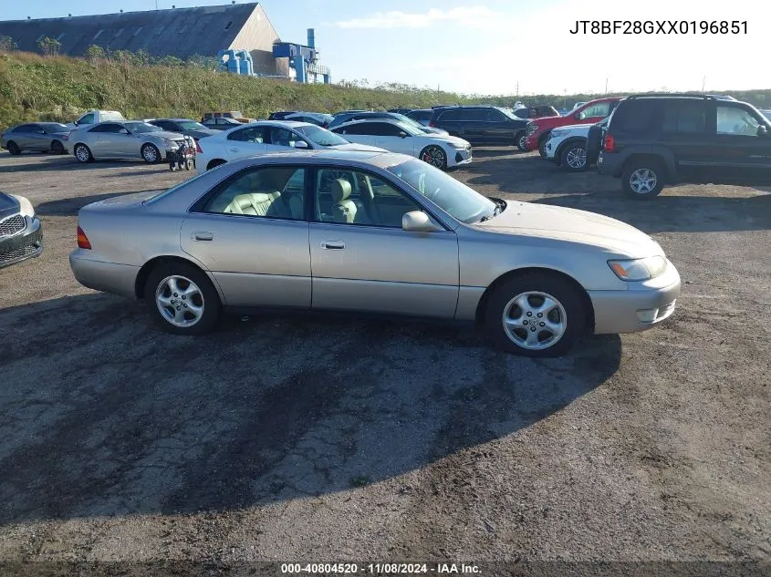 1999 Lexus Es 300 VIN: JT8BF28GXX0196851 Lot: 40804520