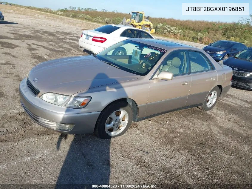 1999 Lexus Es 300 VIN: JT8BF28GXX0196851 Lot: 40804520