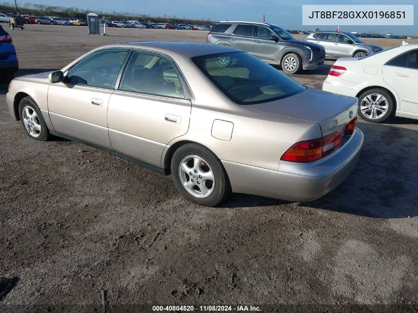 1999 Lexus Es 300 VIN: JT8BF28GXX0196851 Lot: 40804520