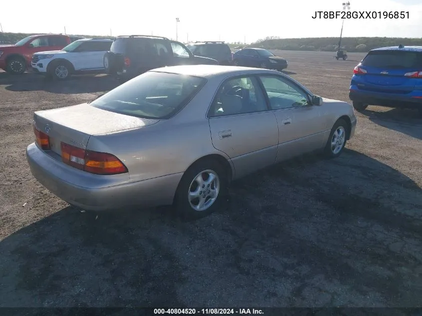 1999 Lexus Es 300 VIN: JT8BF28GXX0196851 Lot: 40804520