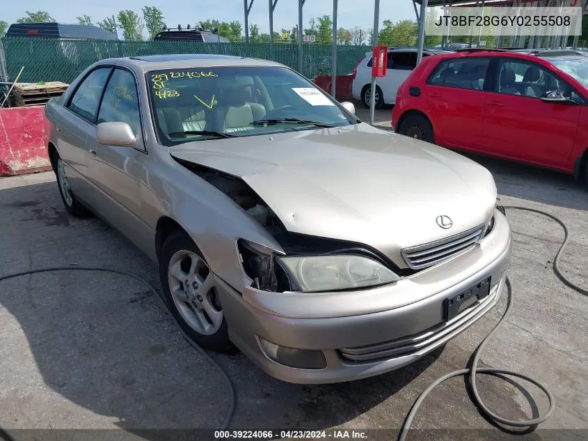 2000 Lexus Es 300 VIN: JT8BF28G6Y0255508 Lot: 39224066