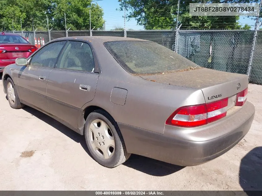 2000 Lexus Es 300 VIN: JT8BF28G8Y0278434 Lot: 40019389