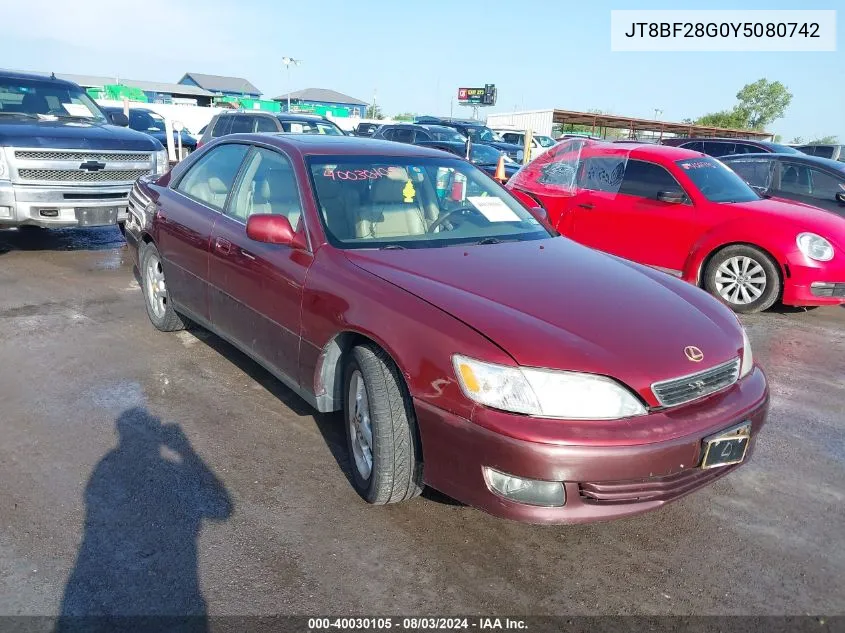 2000 Lexus Es 300 VIN: JT8BF28G0Y5080742 Lot: 40030105