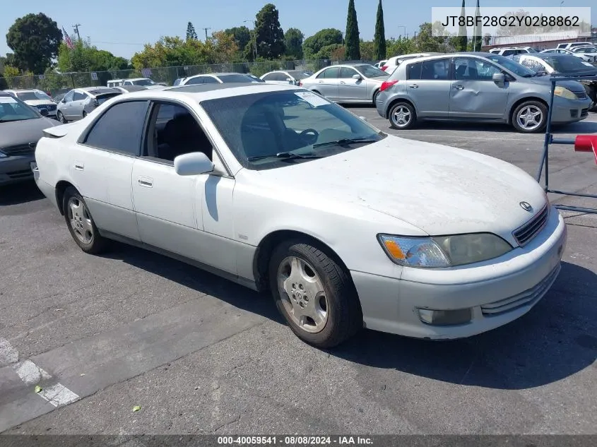 2000 Lexus Es 300 VIN: JT8BF28G2Y0288862 Lot: 40059541