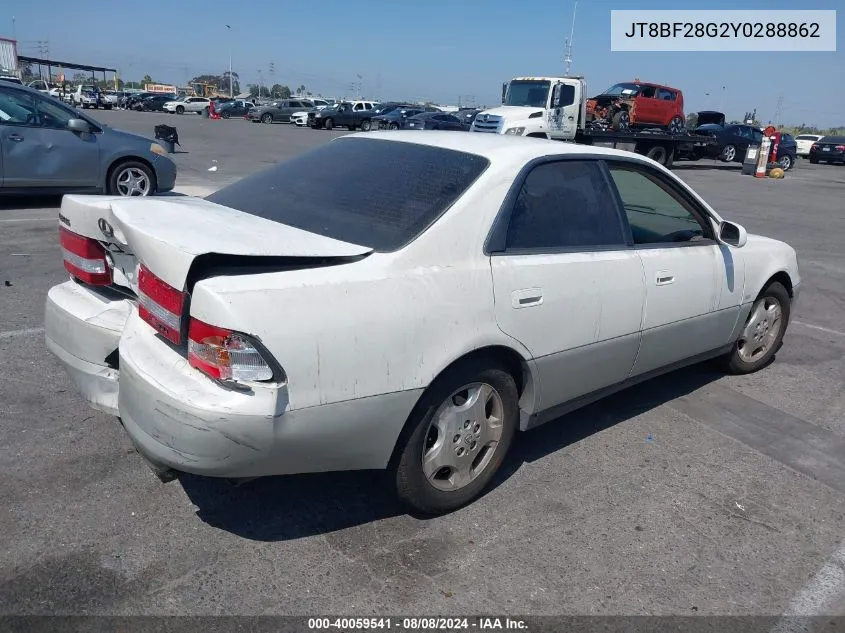 2000 Lexus Es 300 VIN: JT8BF28G2Y0288862 Lot: 40059541