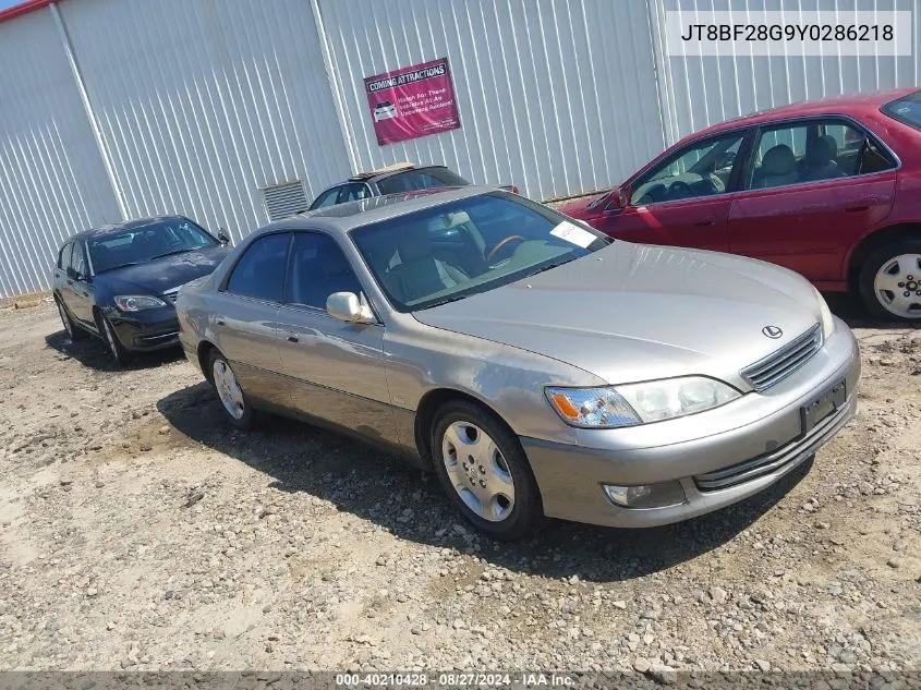 2000 Lexus Es 300 VIN: JT8BF28G9Y0286218 Lot: 40210428