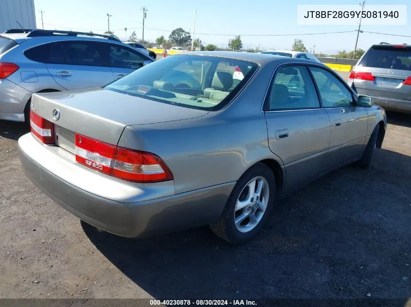 2000 Lexus Es 300 VIN: JT8BF28G9Y5081940 Lot: 40230878