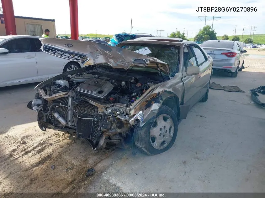 2000 Lexus Es 300 VIN: JT8BF28G6Y0270896 Lot: 40239366