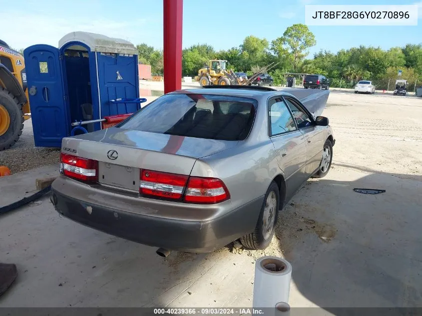 2000 Lexus Es 300 VIN: JT8BF28G6Y0270896 Lot: 40239366