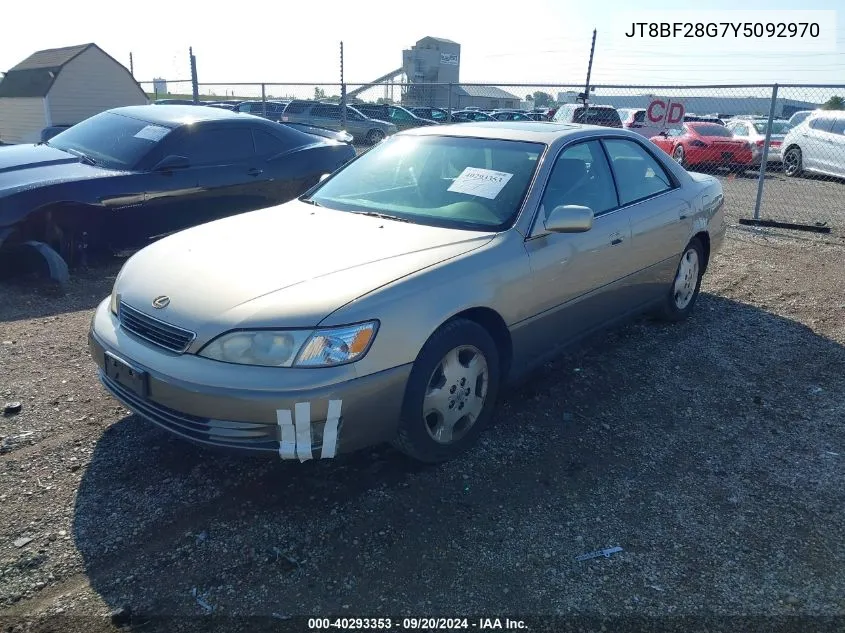 2000 Lexus Es 300 VIN: JT8BF28G7Y5092970 Lot: 40293353