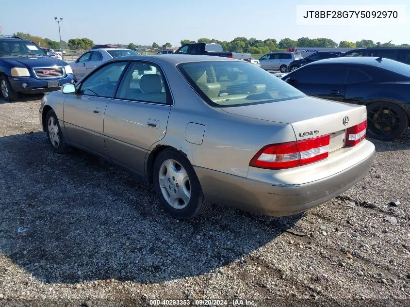 2000 Lexus Es 300 VIN: JT8BF28G7Y5092970 Lot: 40293353