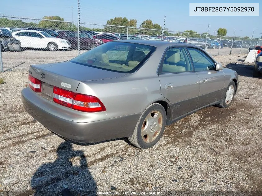 2000 Lexus Es 300 VIN: JT8BF28G7Y5092970 Lot: 40293353